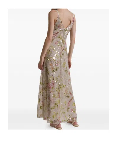 Alberta Ferretti Printed Sequins Long Dress Clothing In Brown