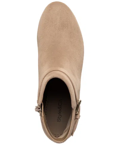 Style & Co Women's Ariella Block Heel Buckle Dress Booties, Created For Macy's In Neutral