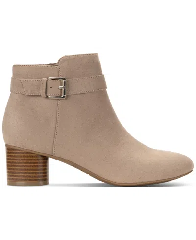Style & Co Women's Ariella Block Heel Buckle Dress Booties, Created For Macy's In Neutral