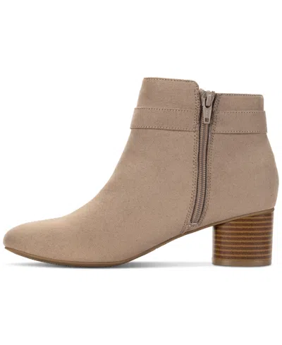 Style & Co Women's Ariella Block Heel Buckle Dress Booties, Created For Macy's In Neutral