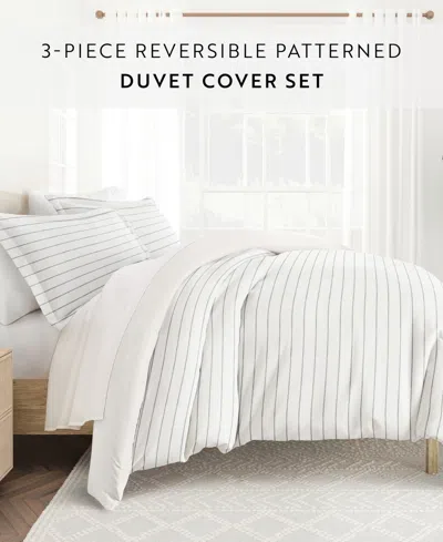 Ienjoy Home Timeless Pattern Reversible 3-pc. Duvet Cover Set, Full/queen In White