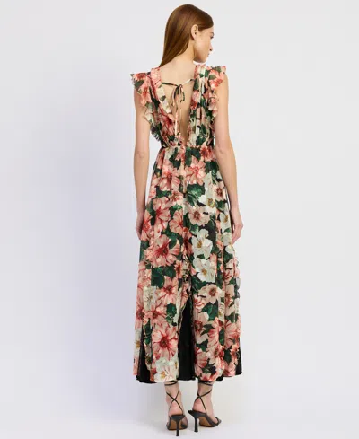 En Saison Clarabell Maxi Dress In Black Red Olive In Multi