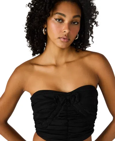 Steve Madden Women's Tulle Ruched Strapless Tube Top In Black