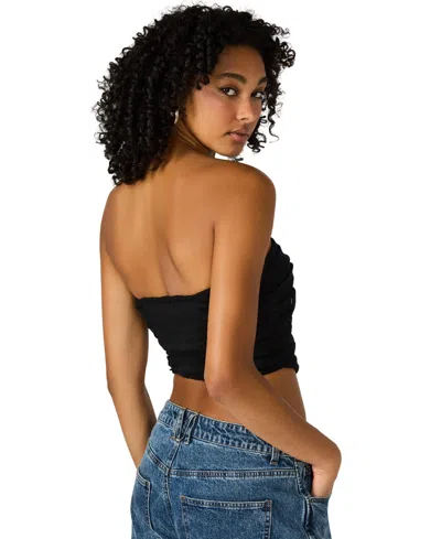 Steve Madden Women's Tulle Ruched Strapless Tube Top In Black