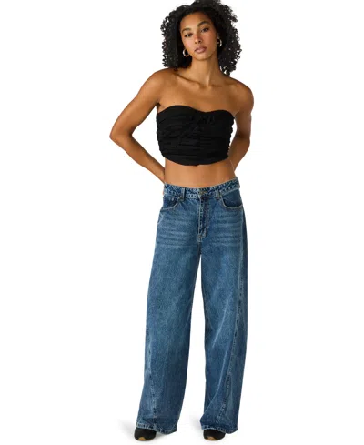 Steve Madden Women's Tulle Ruched Strapless Tube Top In Black