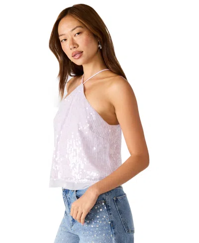 Steve Madden Women's Lorenna Sequin Halter Neck Top In White