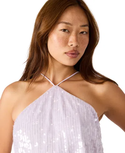 Steve Madden Women's Lorenna Sequin Halter Neck Top In White