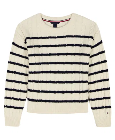 Tommy Hilfiger Girls 7-16 Breton Stripe Long-sleeve Cable Sweater In Neutral