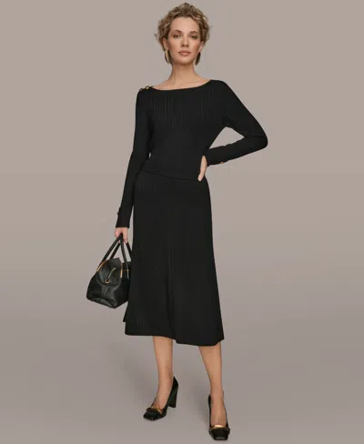 Donna Karan Women's Seaming Sweater Skirt In Black