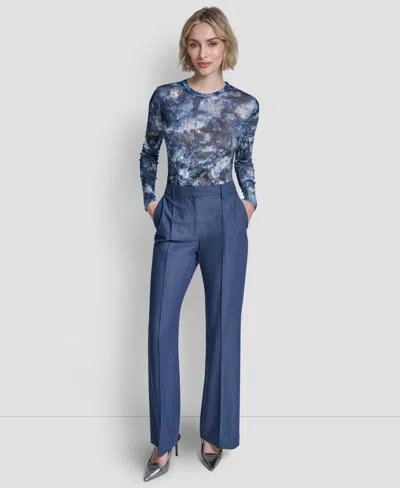 Dkny Women's Pintuck Fit And Flare Pants In Blue
