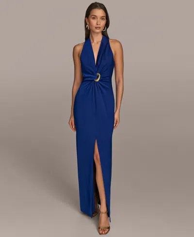 Donna Karan Women's V-neck Sleeveless Dress In Blue
