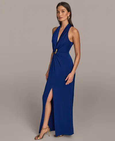 Donna Karan Women's V-neck Sleeveless Dress In Blue