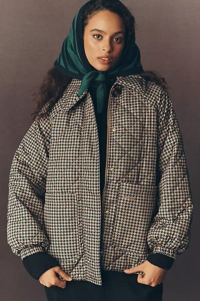 Barbour Laoise Check Quilted Bomber Jacket In Black