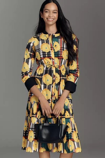 De Loreta Palmera Long-sleeve Shirt Dress In Multi