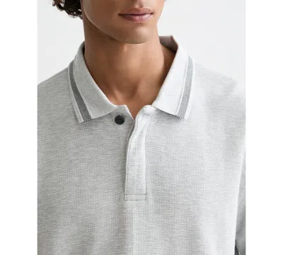 Scotch & Soda Men's Structured Long Sleeve Polo Shirt In Gray