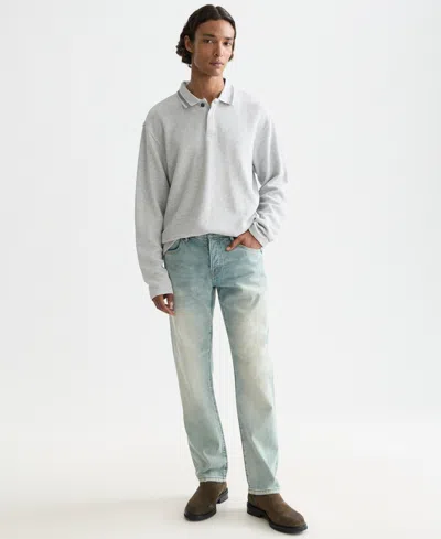 Scotch & Soda Men's Structured Long Sleeve Polo Shirt In Gray