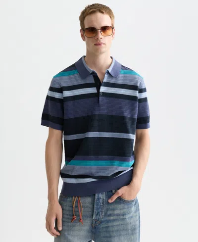Scotch & Soda Textured Polo Shirt In Blue