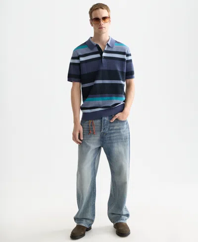 Scotch & Soda Textured Polo Shirt In Blue