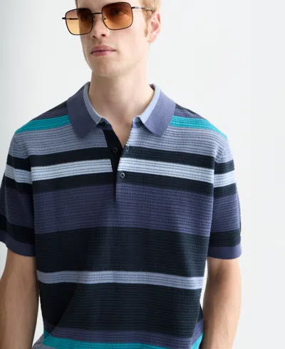 Scotch & Soda Textured Polo Shirt In Blue