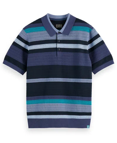 Scotch & Soda Textured Polo Shirt In Blue