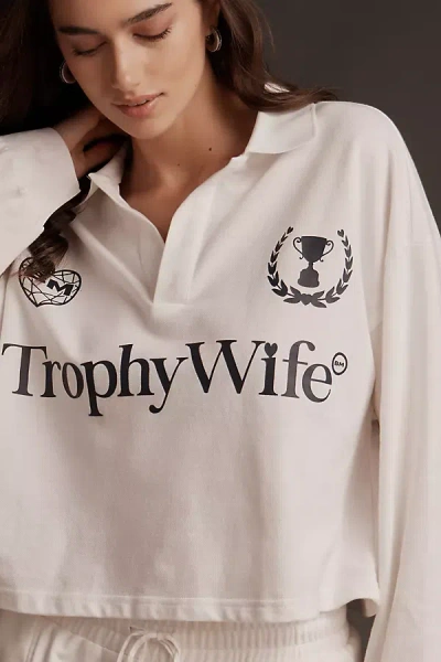 Bridemerch Trophy Wife Polo Shirt Top In Neutral
