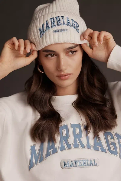 Bridemerch Marriage Material Beanie In White