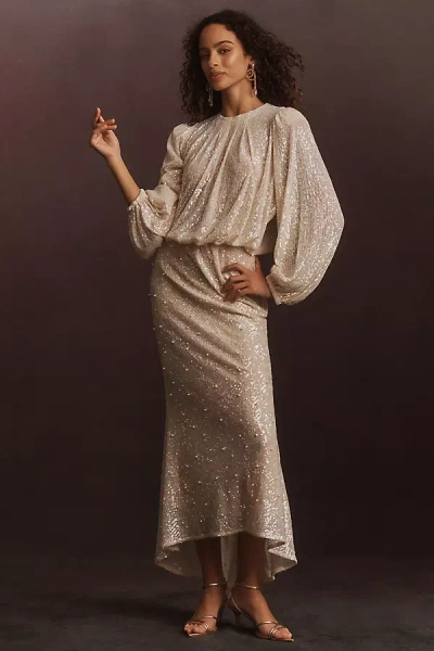 Mare Mare Sequin Long-sleeve Maxi Dress In White