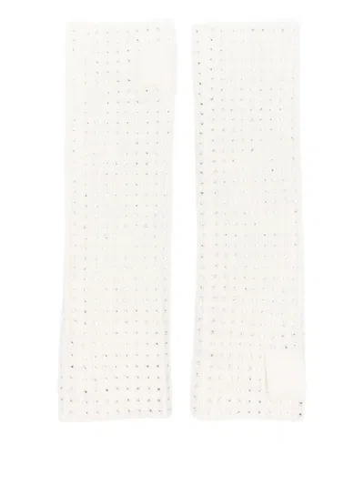 Maje Embellished Wool Gloves In White