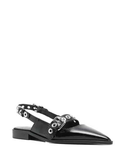 Maje Eyelet Strap Loafer In Black