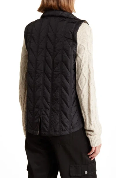 Democracy Mock Neck Quilted Two-fer Jacket In Black