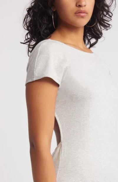 Bp. Open Back Stretch Cotton Knit Midi Dress In Gray