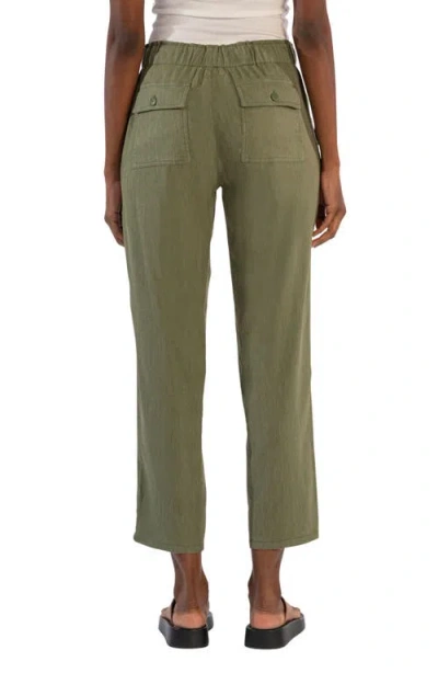 Kut From The Kloth Rosalie Linen Blend Drawstring Ankle Pants In Green