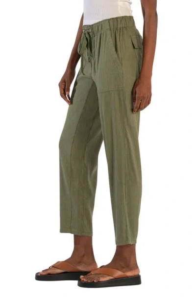 Kut From The Kloth Rosalie Linen Blend Drawstring Ankle Pants In Green