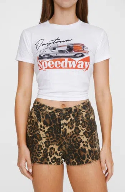 Nasty Gal Leopard Print Denim Cutoff Shorts In Brown