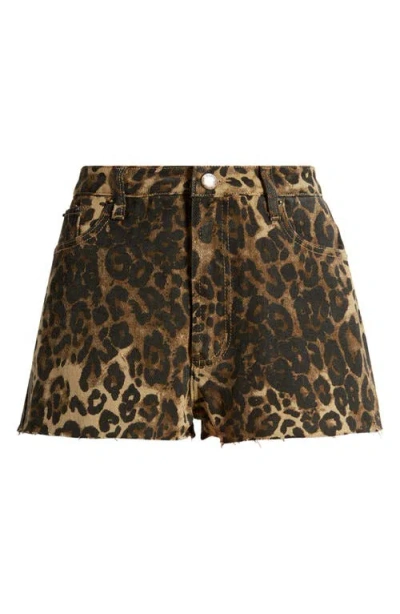 Nasty Gal Leopard Print Denim Cutoff Shorts In Brown