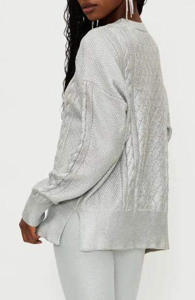 Beach Riot Callie Mix Stitch Metallic Crewneck Sweater