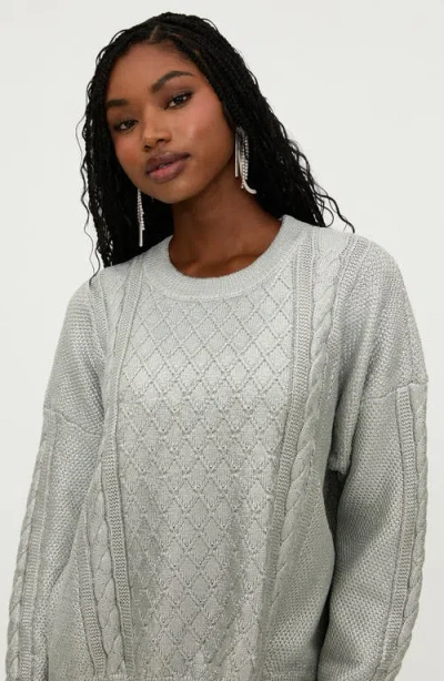 Beach Riot Callie Mix Stitch Metallic Crewneck Sweater