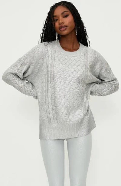 Beach Riot Callie Mix Stitch Metallic Crewneck Sweater