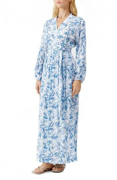 Melissa Odabash Rachel Long Sleeve Cover-up Faux Wrap Dress In Multi