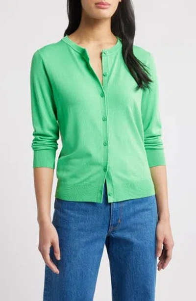 Caslon ® Crewneck Cardigan In Animal Print