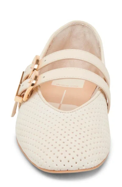 Dolce Vita Baylee Wide Ballet Flats Bone Perforated Suede