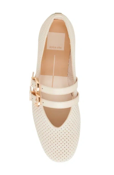 Dolce Vita Baylee Wide Ballet Flats Bone Perforated Suede