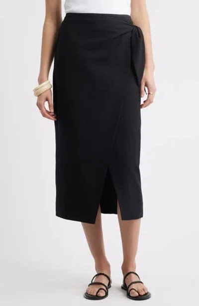 Nordstrom Midi Wrap Skirt In Black