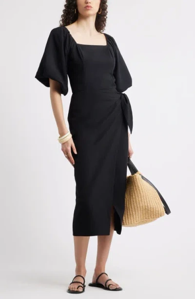 Nordstrom Midi Wrap Skirt In Black