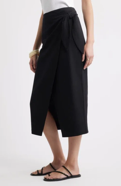 Nordstrom Midi Wrap Skirt In Black