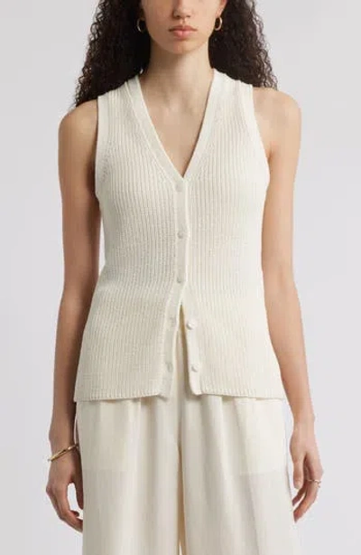 Nordstrom Button Front Cotton Blend Sweater Vest In White