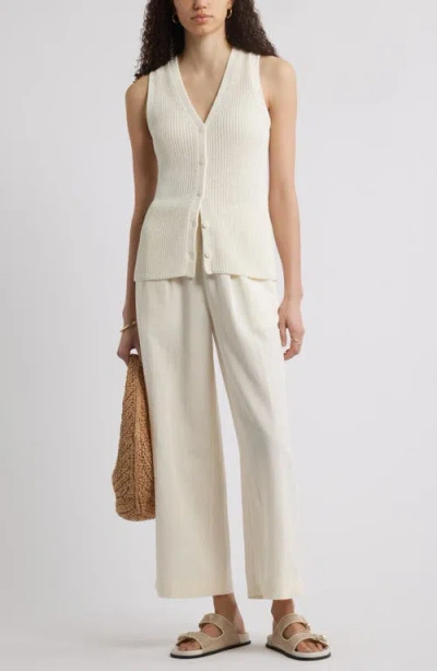 Nordstrom Button Front Cotton Blend Sweater Vest In White