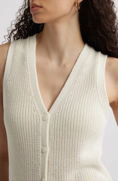 Nordstrom Button Front Cotton Blend Sweater Vest In White