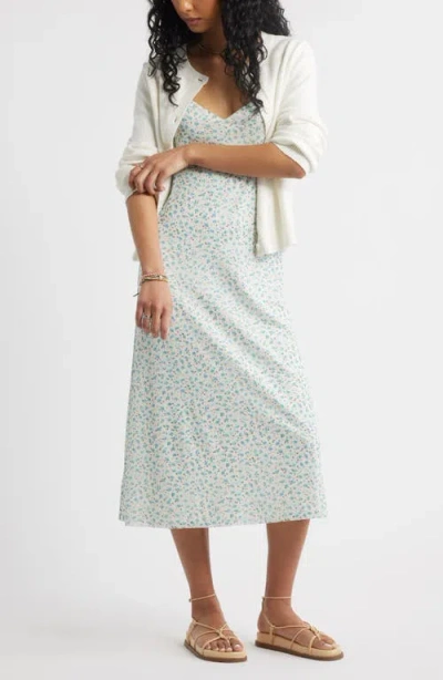 Bp. Floral Print Slipdress In Green