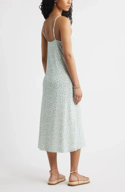 Bp. Floral Print Slipdress In Green